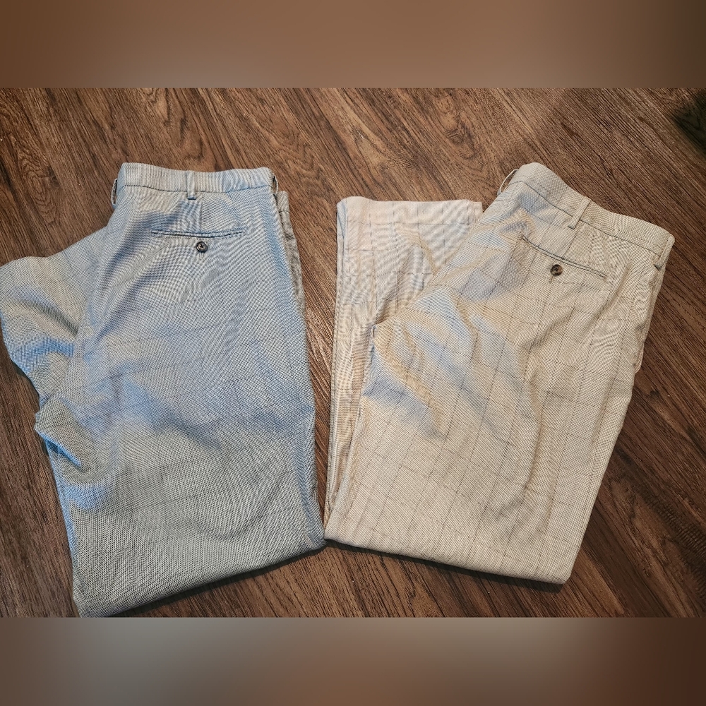 Murano Men's Classic Checkered Pants - Gray and Cream